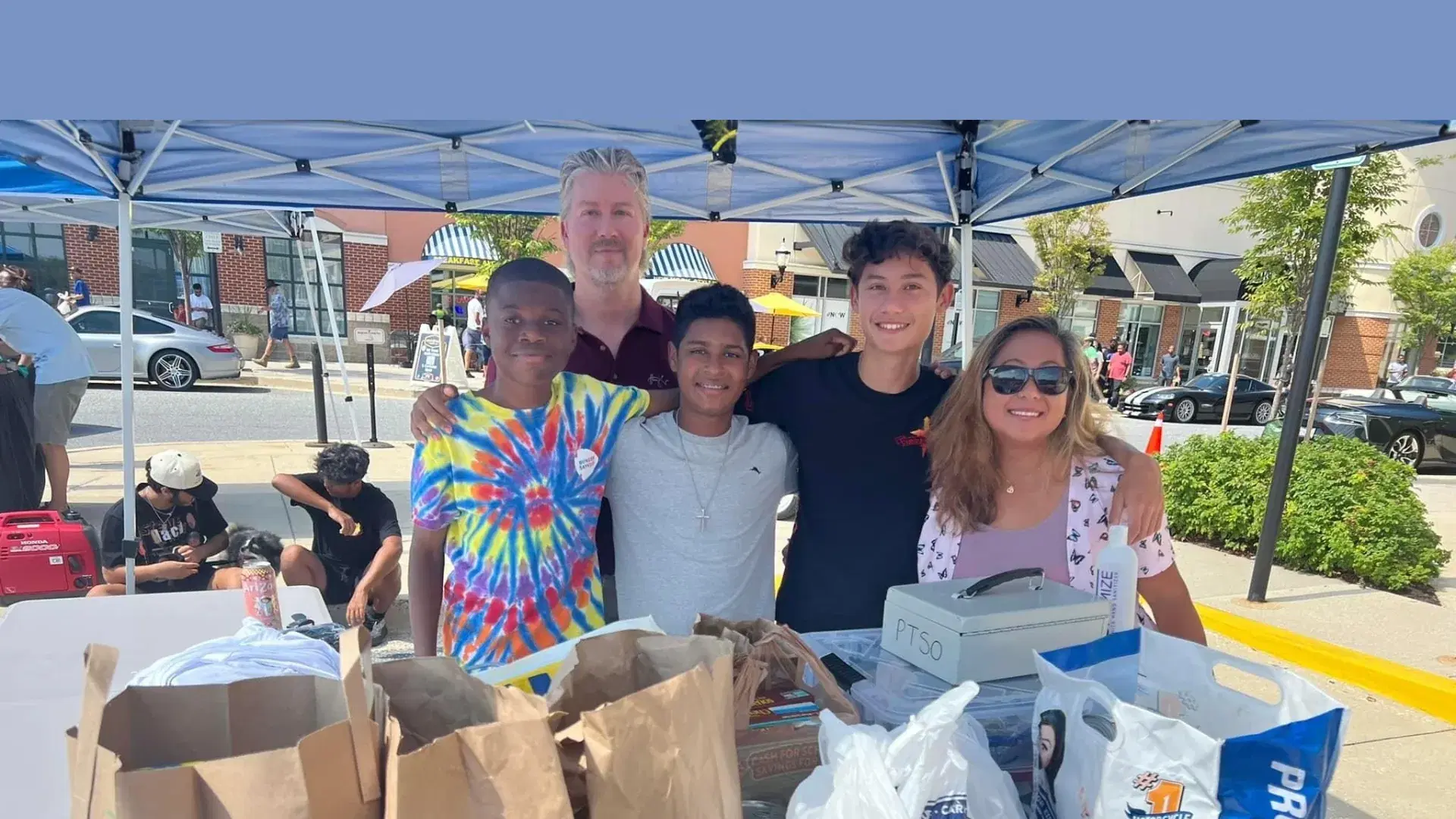 Volunteers distributing food to families in need